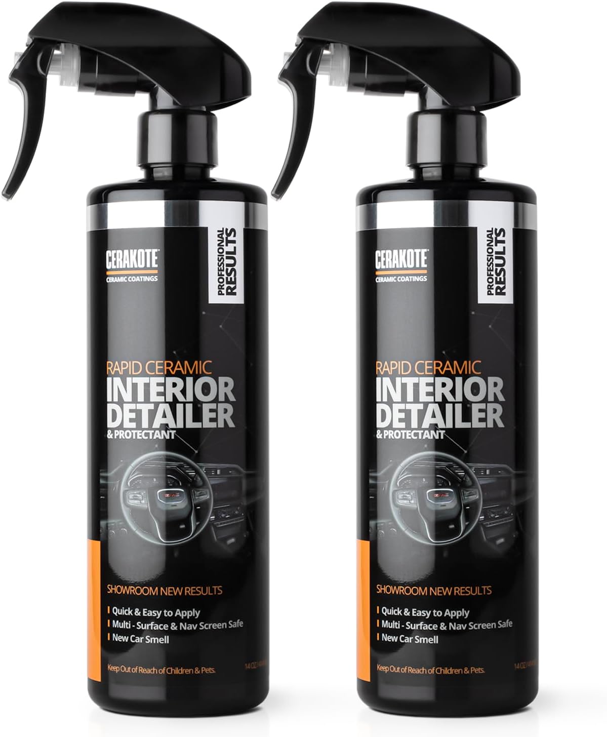 CERAKOTE Rapid Ceramic Interior Detailer and Protectant (14 fl oz.) – Quick and Easy – Multi-Surface Safe – Interior Car Cleaner Spray – Dry to the Touch – Clean and Protect Your Car, Truck, or SUV
