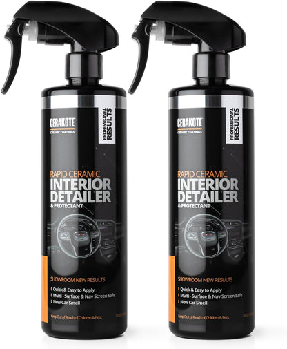 CERAKOTE Rapid Ceramic Interior Detailer and Protectant (14 fl oz.) – Quick and Easy – Multi-Surface Safe – Interior Car Cleaner Spray – Dry to the Touch – Clean and Protect Your Car, Truck, or SUV