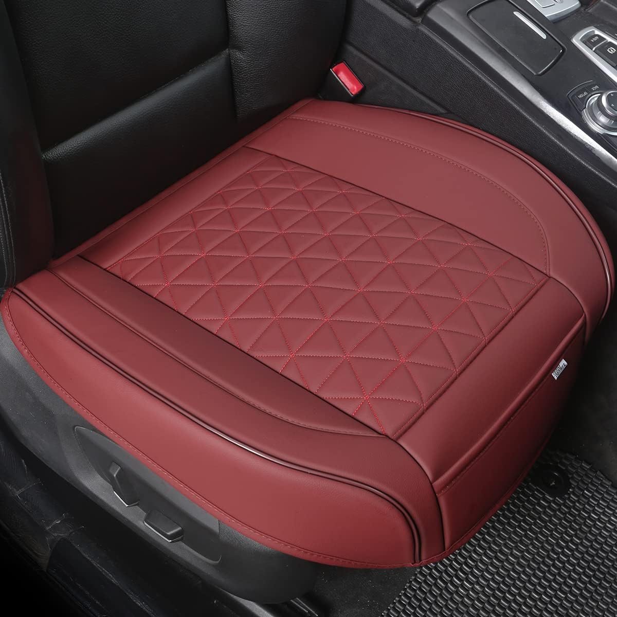 Black Panther Luxury Faux Leather Car Seat Cover Front Bottom Seat Cushion Cover, Anti-Slip and Wrap Around The Bottom, Fits 95% of Vehicles - 1 Piece,Black