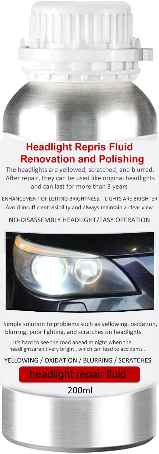 Car Headlight Restoration Kit, Auto Headlight Lens Polish Repair Kit Atomizing Cup Headlight Vapor Renovation Tool with 200ml Liquid for Repair of Scratch,Yellowed, Haze, Oxidized, Cracked Headlights