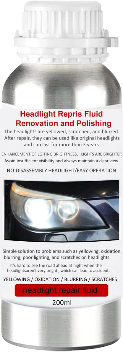 Car Headlight Restoration Kit, Auto Headlight Lens Polish Repair Kit Atomizing Cup Headlight Vapor Renovation Tool with 200ml Liquid for Repair of Scratch,Yellowed, Haze, Oxidized, Cracked Headlights