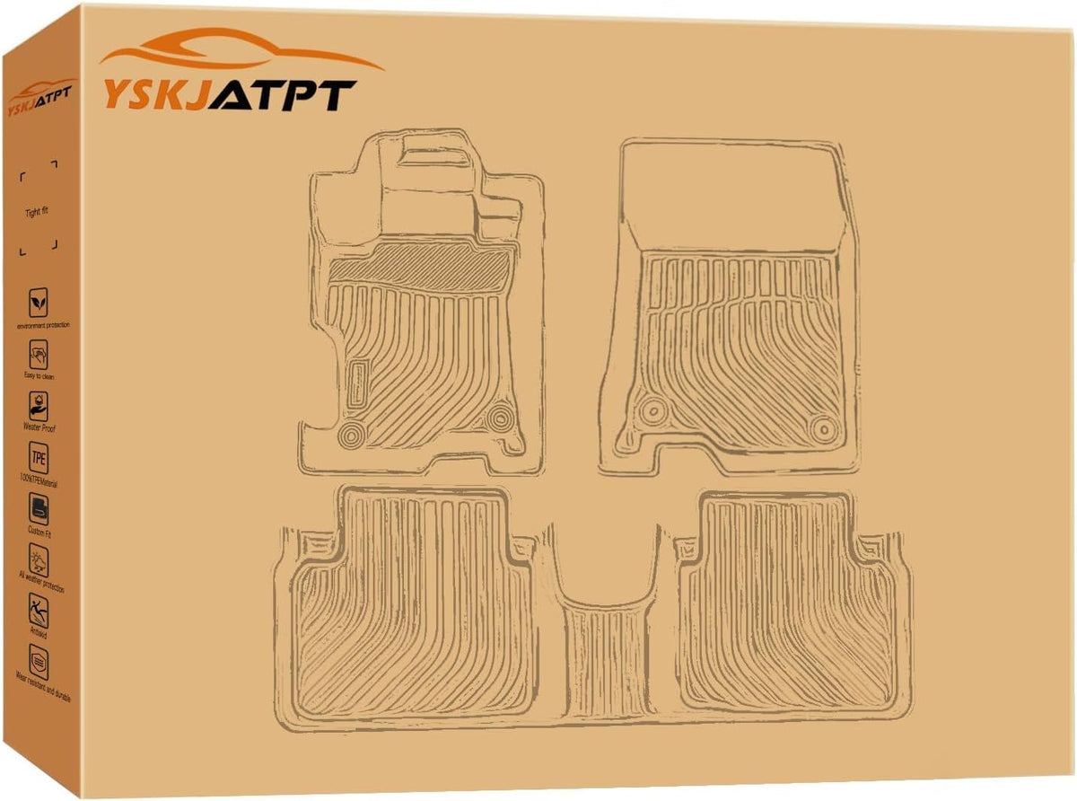All Weather Floor Mats for 2016-2019 Chevy Cruze (No Fit 2016 Cruze Limited), Chevy Cruze Floor Mats, 1st and 2nd Maximum Coverage, 3D Waterproof TPE Rubber Protector Car Mats Full Set Liners
