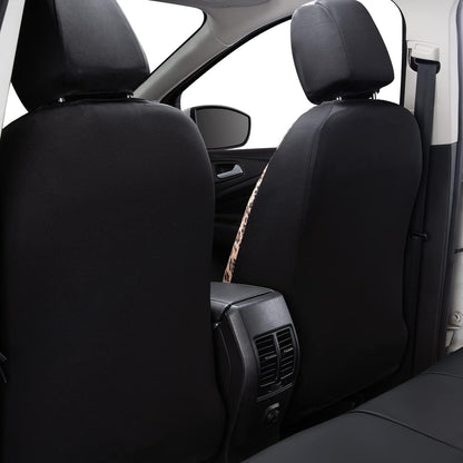 Flying Banner Carbon Fiber Leather Vehicle Seat Covers, Leopard Gray Black, Universal Fit - 8PCS