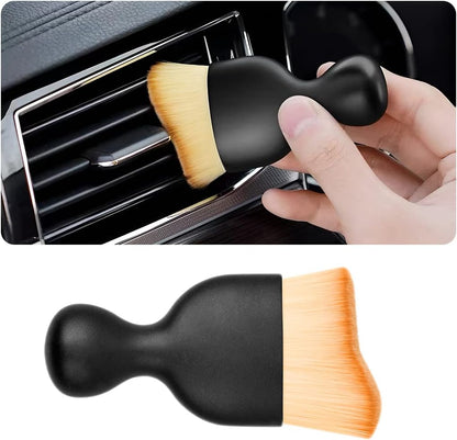 Blilo Car Interior Detailing Brush, Auto Soft Hair Cleaning Brushes, Curved Dirt Dust Collectors, Removal Tool for Dashboard Air Conditioner Vents Leather, Scratch Free (Black/1PCS)