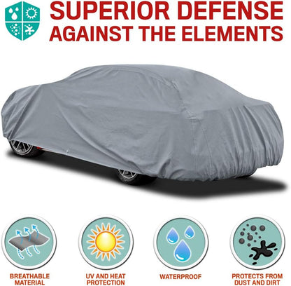 Motor Trend Breathable Lightweight Car Cover, Anti-Moisture Build-Up Water-Resistant Scratch-Resistant Travel-Friendly, Universal Fit for Cars SUVs Trucks Vans All-Weather Outdoor/Indoor, (XL) 210" L