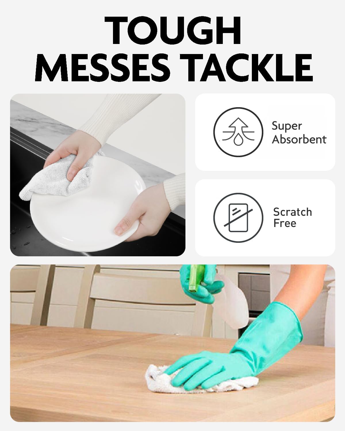 Fantasticlean Microfiber Cleaning Cloth Roll -75 Pack, Tear Away Microfiber Towels, 12" x 12", Reusable, Washable, Scratch Free, Ultra Absorbent for All-Around Cleaning Supplies (DimGray)
