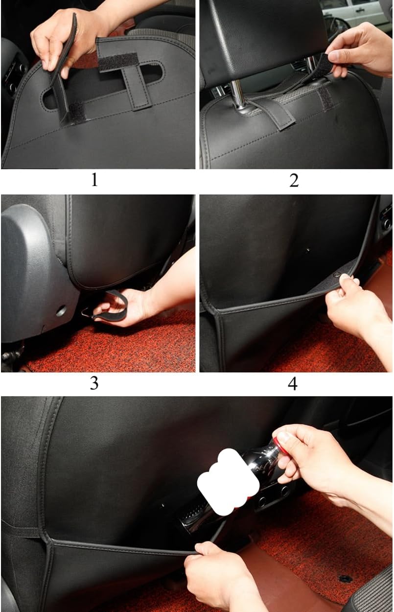 HCMAX 2 Pack Kick Mat Car Seat Back Protector Waterproof Easy to Clean Multifunctional Organizer Storage Bag Travel Accessory PU Leather Black