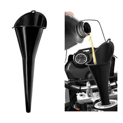Long-Neck Oil Funnel for Automotive – Multi-Function Plastic Funnel for Oil, Gas & Lubricants – Universal Car Accessory (Black (1-Pack))