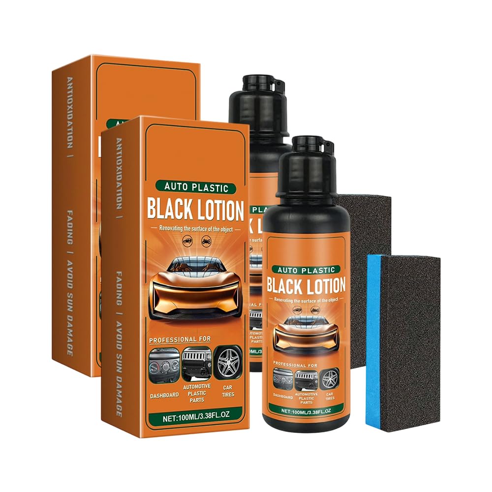 Car Plastic Restorer Ceramic Coating, Highly Concentrated Back to Black Trim Restorer, UV Protection Faded Plastic Vinyl Rubber Restorer Agent for Automotive Exterior Interior Restoration (1set)