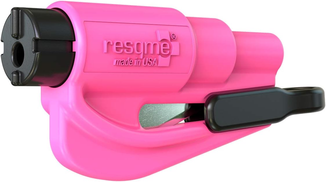 resqme The Original Emergency Keychain Car Escape Tool, 2-in-1 Seatbelt Cutter and Window Breaker, Made in USA, Yellow - Compact Emergency Hammer