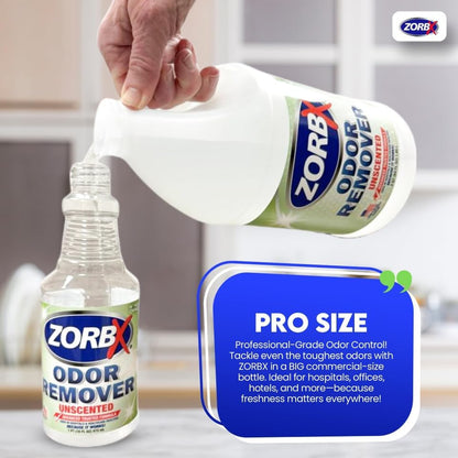 ZORBX Unscented Odor Eliminator for Strong Odor 16 Fl Oz - Used in Hospitals & Healthcare Facilities - Advanced Trusted Formula, Fast-Acting Odor Remover Spray for Dog, Cat, House & Carpet