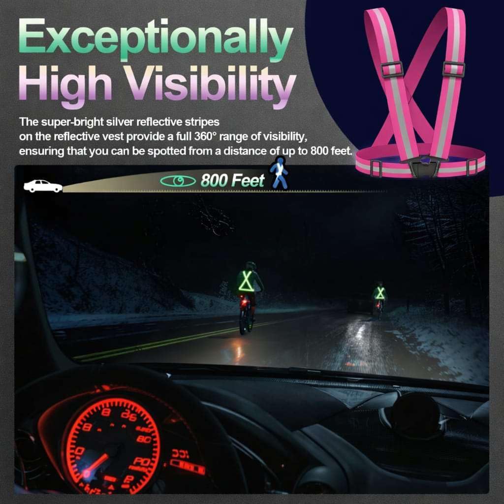 2 Packs Reflective Vest Running Gear, High Visibility Reflective Running Gear Adjustable Elastic Safety Vest for Night Jogging, Biking, Walking or Dog Walking, Running Vest for Men Women Children