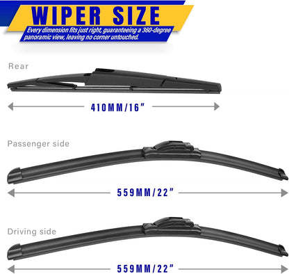 3 wipers Replacement for 2019-2023 2024 2025 2026 Subaru Forester, Windshield Wiper Blades Original Equipment Replacement - 26"/17"/14" (Set of 3) - Colors B