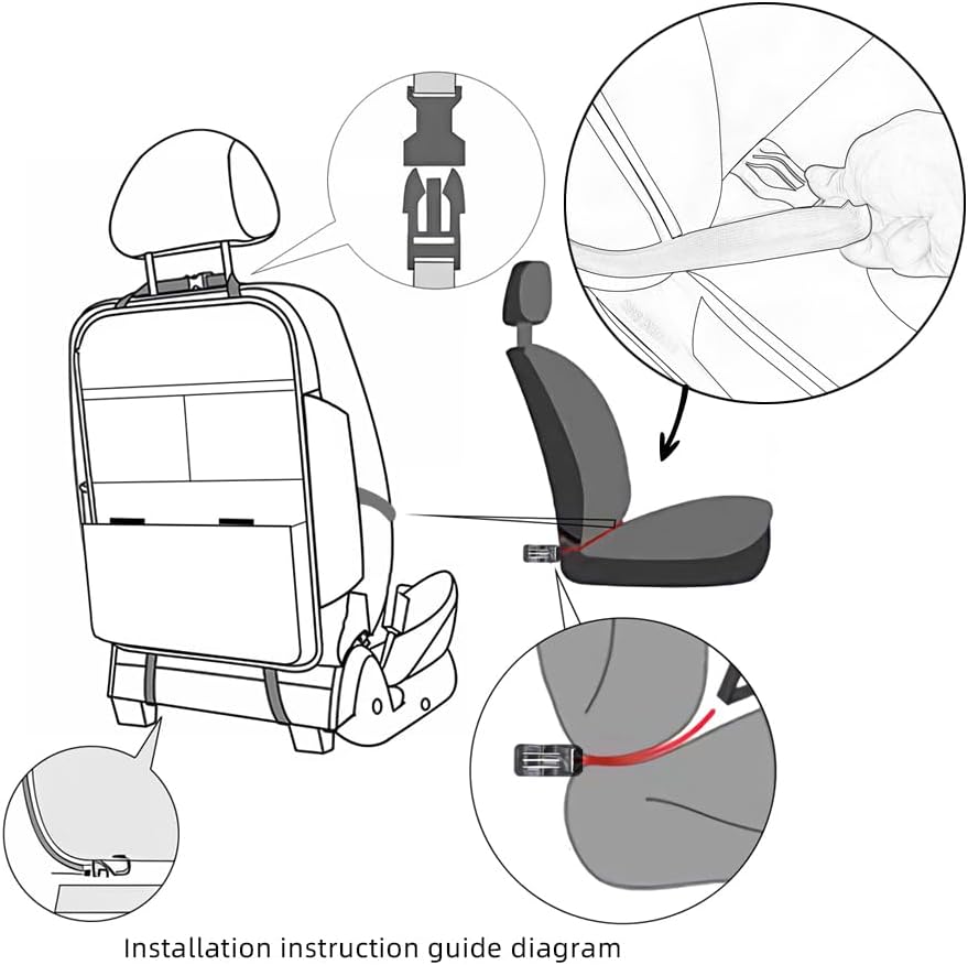 TAIKOO Seat Back Protector + Large Capacity Pocket Storage Organizer,Preventing the Impact of Children Stepping on the Seat Backrest (Black)