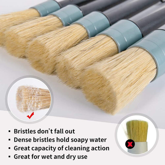 Detailing Brush Set - 10 Pcs Detail Brushes Car Detailing, Auto Boar Hair Car Detailing Kit for Cleaning Interior Exterior - Vehicles Wheels Leather Engine Dashboard