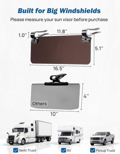 JOYTUTUS Sun Visor Extender for Cars, Polarized Sun Visor Extender Universal Sun Blocker UV400, Adjustable Visor Extension for Car Visor,Double-Clip,Anti Glare Stray Light