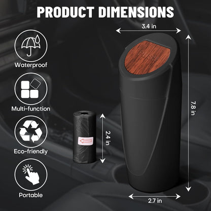 Car Trash Can Bin with Lid - Car Garbage Can Cup Holder - Pink Mini Leakproof Vehicle Garbage Bin with 20pcs Trash Bags - Automobile Organizers and Storage for Front Back Seat Accessories
