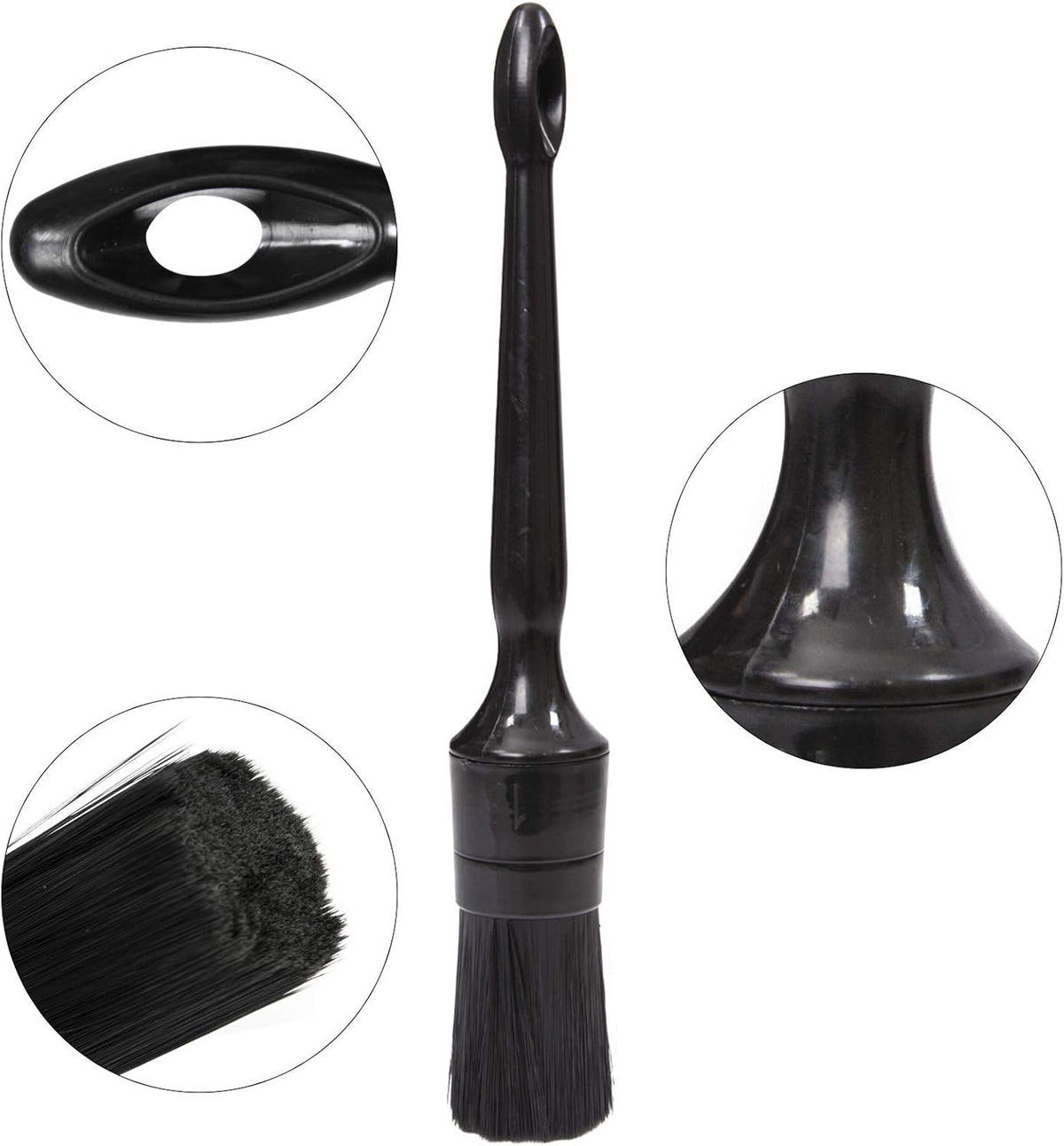 Car Detailing Brush Set, 5 Pack Auto Black Detail Brushes, Comfortable Grip and Scratch-Free Cleaning Brush for Car Interior or Exterior, Wheels, Tires, Engine Bay, Leather Seats, Door Panels, Emblems