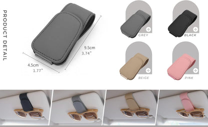 2 Pack Magnetic Leather Sunglass Holder, Eyeglass Hanger Clip for Car Sun Visor, Suitable for Different Size Eyeglasses(Black, 2 Pack)