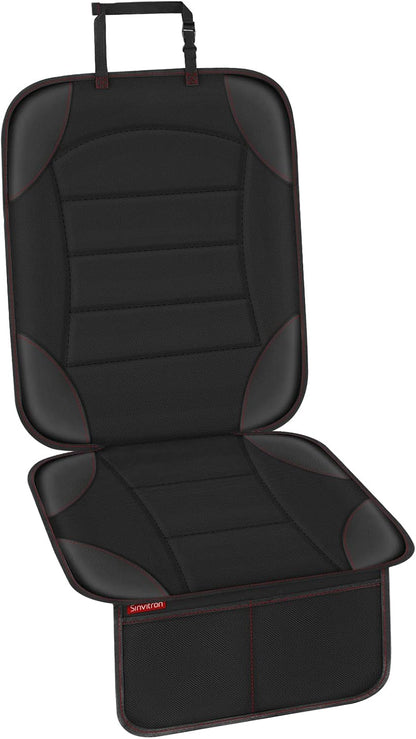 Sinvitron Car Seat Protector for Child Car Seat - Waterproof Non-Slip Leather Mat with 2 Mesh Pockets, Universal Seat Cover for Baby, Pets & Vehicles(2-Pack,Black)