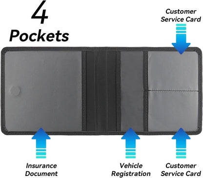 Car Registration and Insurance Holder, Premium Pu Leather Vehicle Glove Box Organizer - for Driver License, Cards & Essential Documents (L-Orange)
