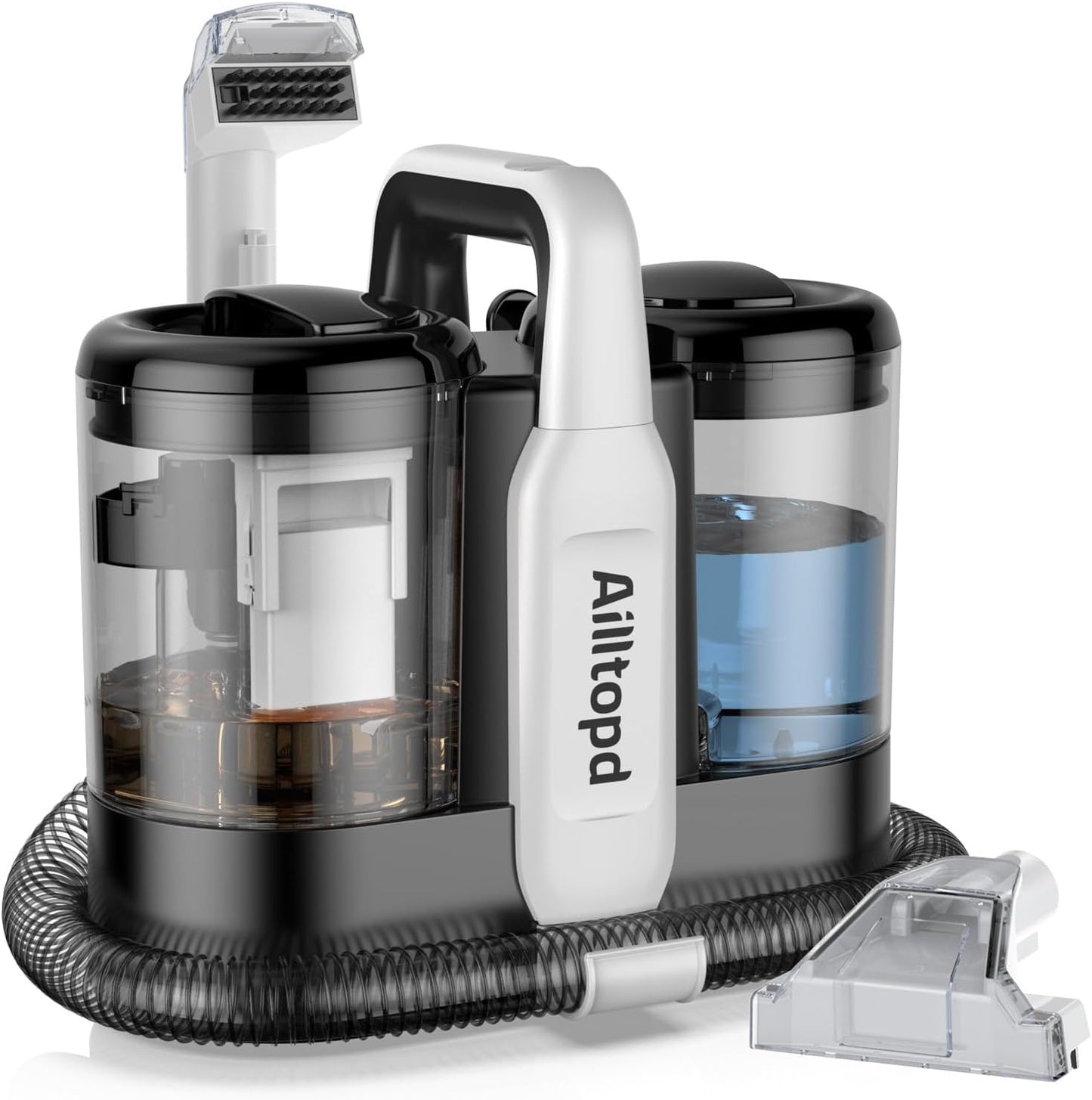 Portable Carpet & Upholstery Cleaner Machine, 15Kpa Strong Suction & Handheld Spot Cleaner Machine for Couch, Sofa, Car, Pet Stains, Furniture Cleaner with Cleaner Solution and Self-Cleaning System