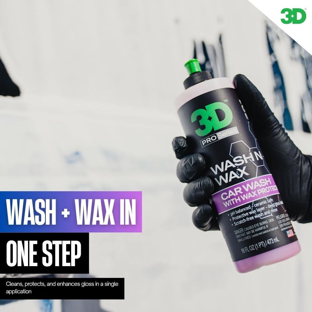 3D Wash N Wax Car Wash Soap - pH Balanced, Easy Rinse, Scratch Free Soap with Wax Protection - 1 Gallon
