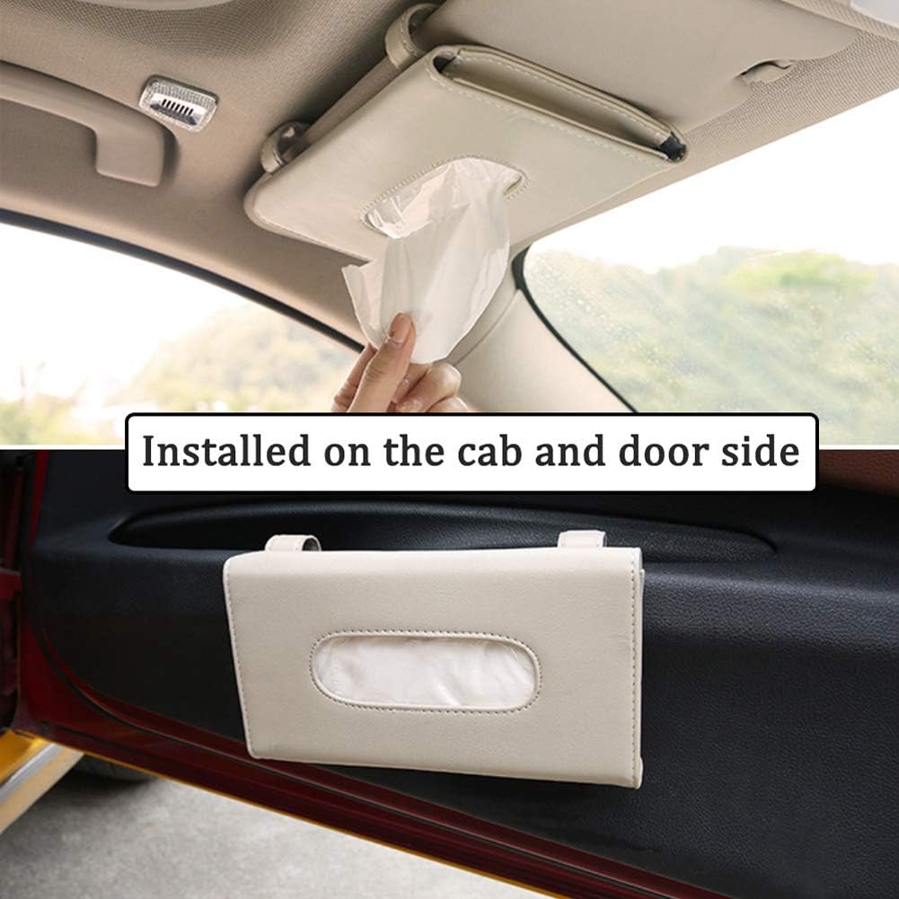 Fredysu Car Visor Tissue Holder, Sun Visor Napkin Holder Backseat Tissue Case, Premium Car Tissue Box for car, Vehicle (Black)