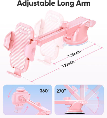 VICSEED 2026 Ultimate Sturdy Car Phone Holder [Upgraded 95+LBS Strongest Suction] Universal Long Arm Cellphone Mount for Car Dashboard Windshield Vent Truck Boat for iPhone 17 16 Pro Max & Android