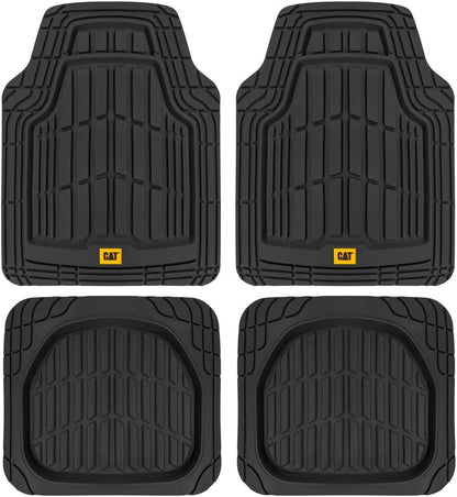 Cat® ToughRide™ Heavy-Duty 3 Piece Rubber All Season Floor Mats for Car Truck Van SUV, Black - Premium Trim to Fit Cars Floor Mat, All Weather Deep Dish Automotive Floor Mats, Total Dirt Protection