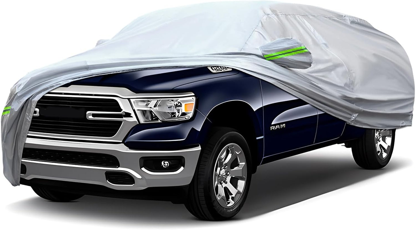 Full Car Cover Universal 6 Layers Outdoor Thicked All Weather Cover, Sunshield, Waterproof, Snow Proof, UV Proof, Scratch Proof, Bird Droppings, 6 Reflective Strips, Fits Sedans up 178"-189"