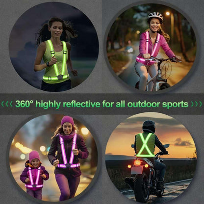 2 Packs Reflective Vest Running Gear, High Visibility Reflective Running Gear Adjustable Elastic Safety Vest for Night Jogging, Biking, Walking or Dog Walking, Running Vest for Men Women Children