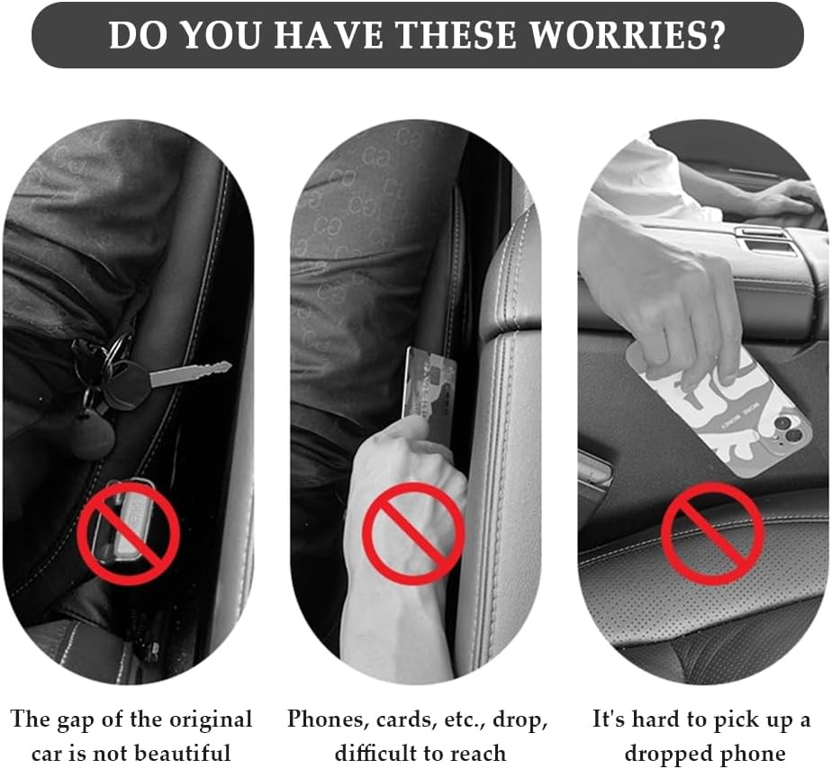 IHOTDER 2PCS Car Seat Gap Filler - Car Seat Gap Filler Organizer for Holding Phone,Key,Purse - Universal Car Gap Filler Fits Car Truck SUV Car Interior Accessories (Black/2PCS)…