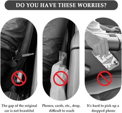 IHOTDER 2PCS Car Seat Gap Filler - Car Seat Gap Filler Organizer for Holding Phone,Key,Purse - Universal Car Gap Filler Fits Car Truck SUV Car Interior Accessories (Black/2PCS)…