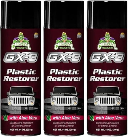 Cristal Products GX-3 Plastic Restorer – Black Plastic Restorer for Cars & Automotive Trim Restorer – Interior Car Cleaner & Exterior Faded Plastic, Vinyl & Rubber Renewer with Aloe Vera (8 fl oz)