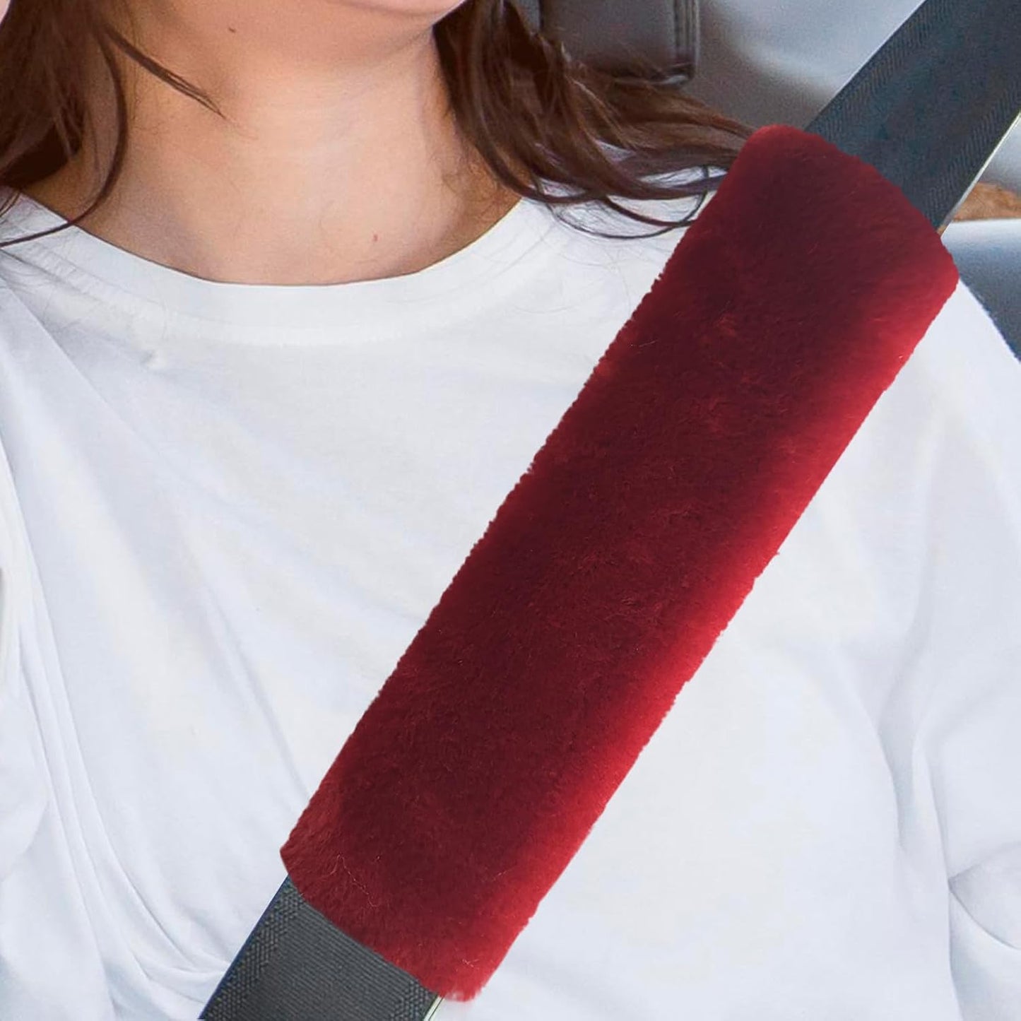 wuyaoyao 2PCS Car Seat Belt Pads Shoulder Cover, Soft Plush Auto Seat Belt Pad for Protecting Neck and Shoulder, Universal Car Shoulder Strap Cushion Protector for Adults Kids Women Men (Blue Gray)