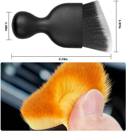 Blilo Car Interior Detailing Brush, Auto Soft Hair Cleaning Brushes, Curved Dirt Dust Collectors, Removal Tool for Dashboard Air Conditioner Vents Leather, Scratch Free (Black/1PCS)