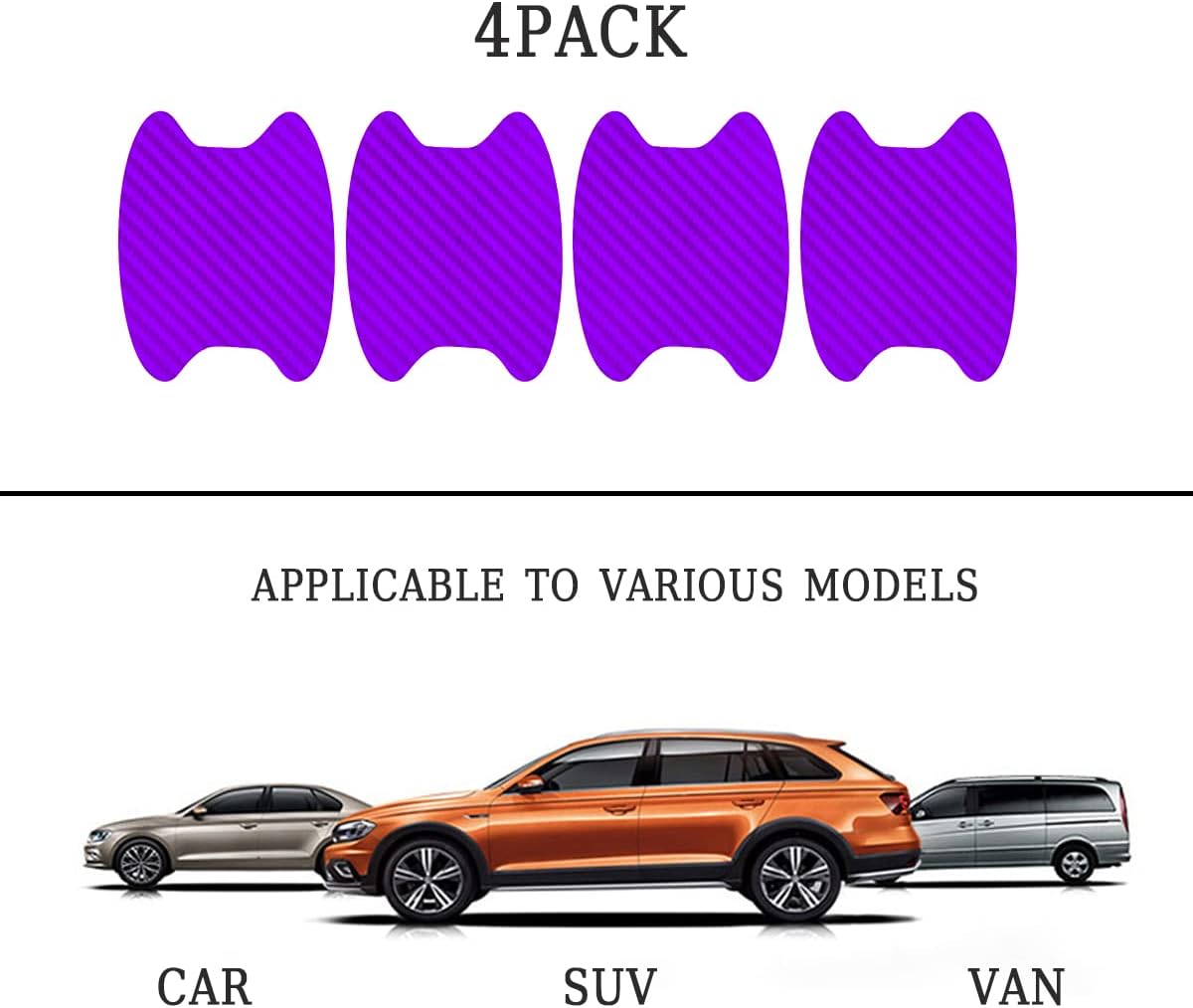 4PCS Sticker, Carbon Fiber Anti-Scratches Car Door Cup Protector, Non-Marking Auto Door Handle Protective Film, Universal for Most Car Handles (Black/4PCS)