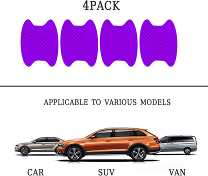 4PCS Sticker, Carbon Fiber Anti-Scratches Car Door Cup Protector, Non-Marking Auto Door Handle Protective Film, Universal for Most Car Handles (Black/4PCS)