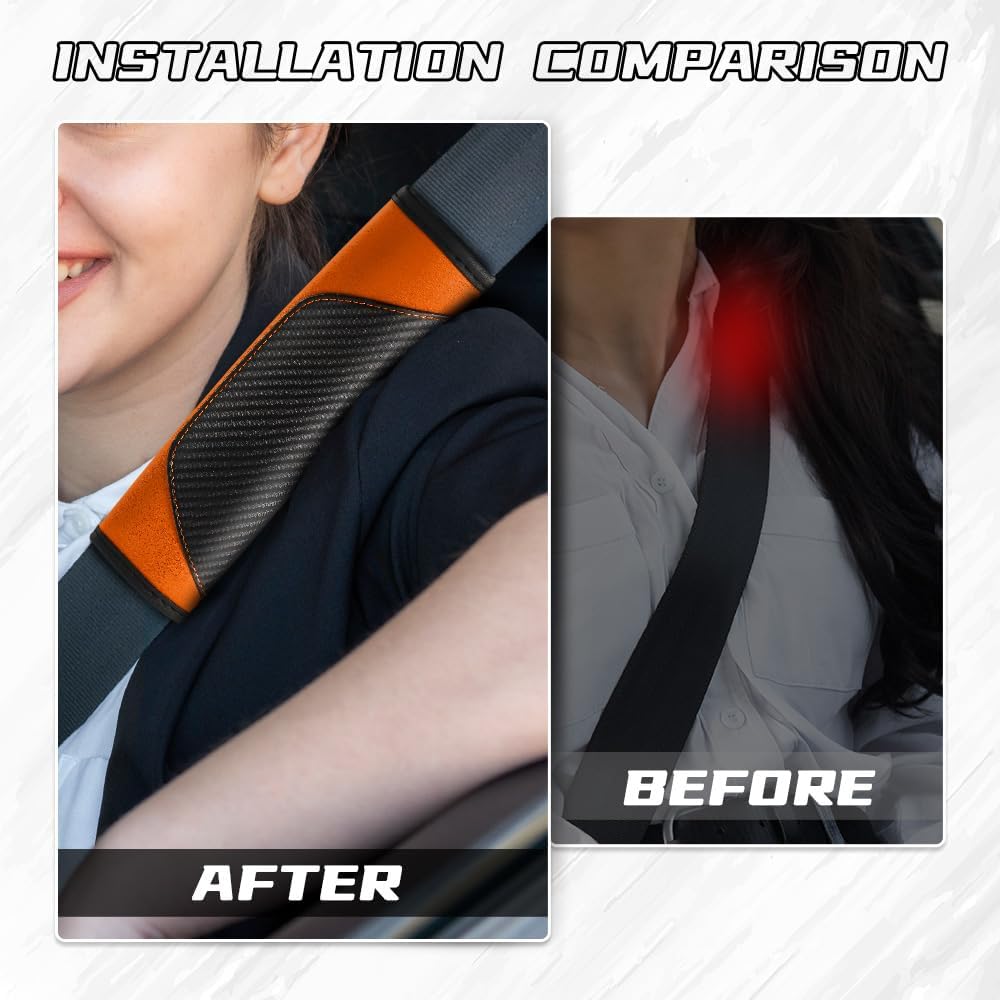 2PCS Car Seat Belt Cover Pad, Soft Carbon Fiber Leather Seatbelt Shoulder Protector for a More Comfortable Driving, Universal Safety Belt Strap Cover to Protect Your Neck (Blue)