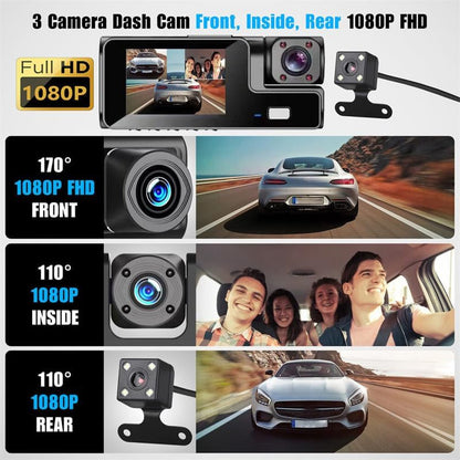 1080P Dual Dash Camera for Car Front and Inside Dashcam Car Security Video Recorder,170°Wide Angle Vehicle Cam,WDR,G-Sensor,2’’ IPS Screen,Loop Recording,Night Vision (Dual Dash Cam Without Card)