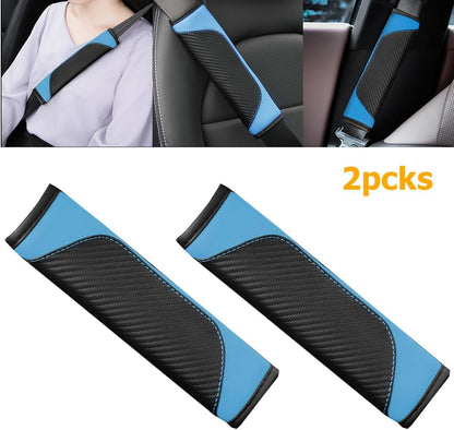 Osilly 2PCS Car Seat Belt Cover, Carbon Fiber Seatbelt Shoulder Protection, Soft Car Seat Belt Strap Cushion Protect Your Neck and Shoulder, Car Accessories Seat Belt Pad for Car Truck (Red)