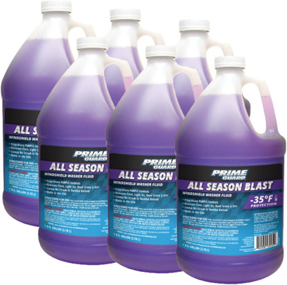 Prime Guard -35°F All Season Blast Windshield Washer Fluid | De-Icer Formula, Removes Ice, Bugs & Road Grime | Ready-to-Use & Safe for All Vehicles | 1 Gallon