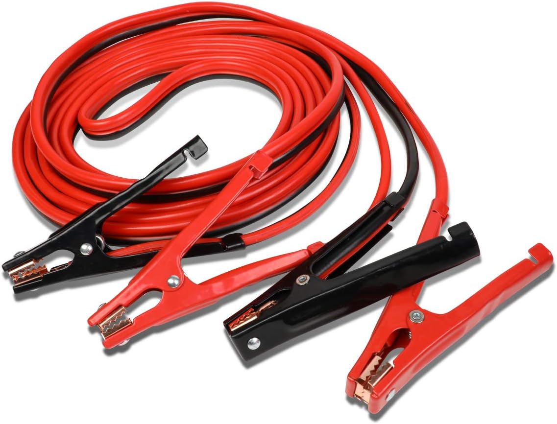 DNA MOTORING 12ft 10Gauge Jumper Cables for Car Battery, Heavy Duty Automotive Booster Cables for Jump Starting Dead or Weak Batteries, BBC-T1