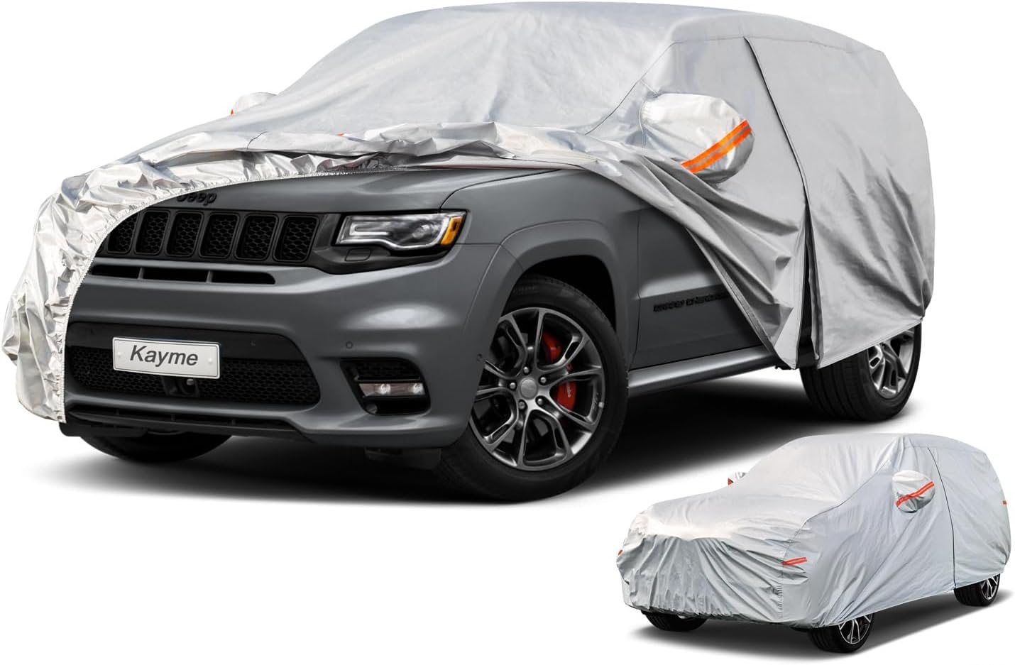Kayme Sedan Car Cover Waterproof All Weather for Automobiles - See Vehicle Size Chart for Accurate Fit - Outdoor Full Exterior Cover Sun Rain Snow UV Protection with Zipper. Size A4 (See Size Chart)