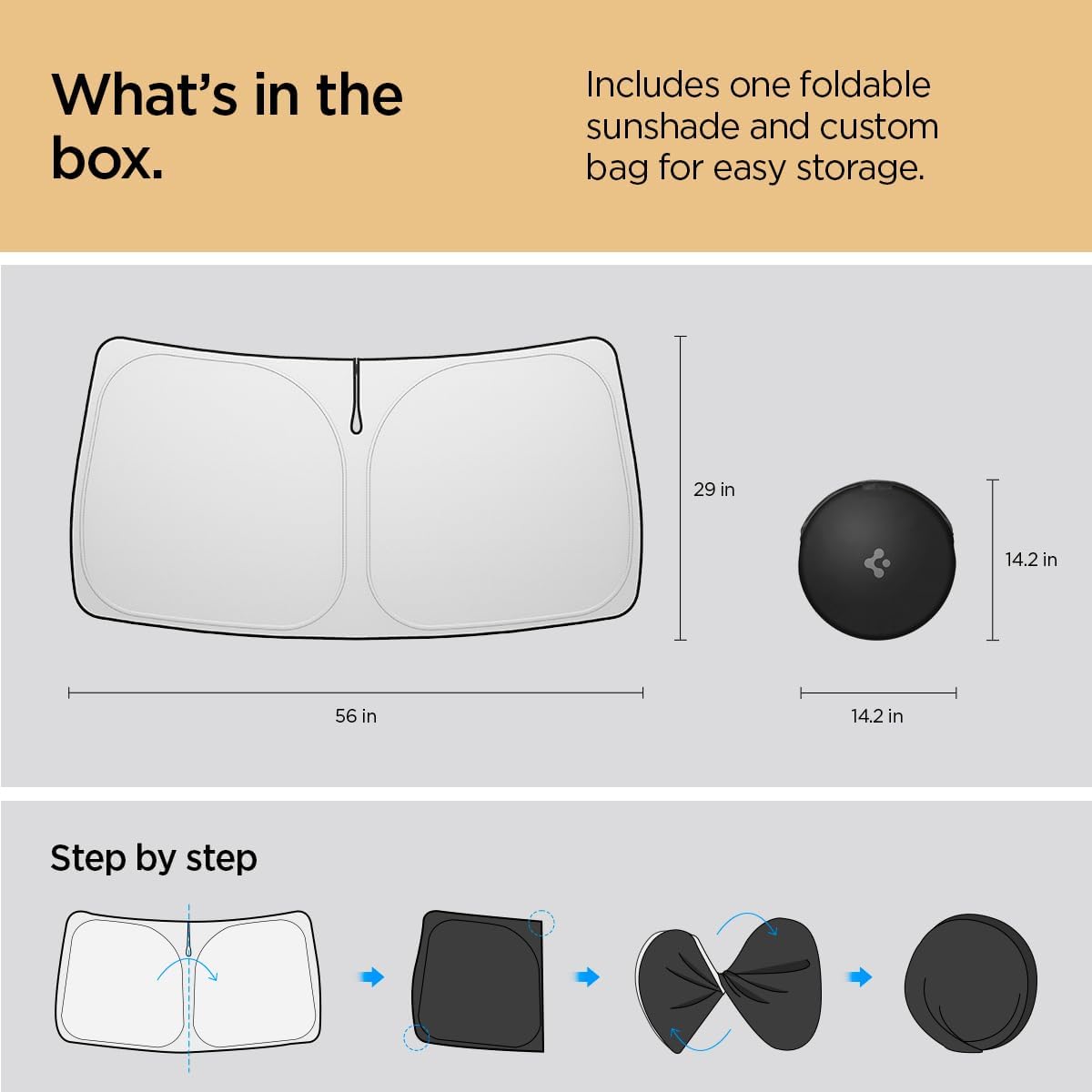 Spigen ZeroGap Windshield Sunshade for Tesla Model Y & 3, Maximum UV & Heat Protection, Dual Layer with Pocket | Car Accessories for Model Y Juniper, Model Y L, Model 3 Highland | Gift for Tesla Owner