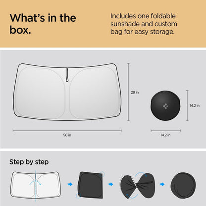 Spigen ZeroGap Windshield Sunshade for Tesla Model Y & 3, Maximum UV & Heat Protection, Dual Layer with Pocket | Car Accessories for Model Y Juniper, Model Y L, Model 3 Highland | Gift for Tesla Owner