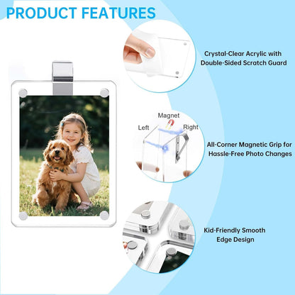 2 Pack Magnetic Car Visor Photo Holder – Personalized Acrylic Clip for Family, Pets, Travel Pictures – Easy Snap-On Car Accessory for Sun Visor (2 Pack, 2.4''x3.5'')