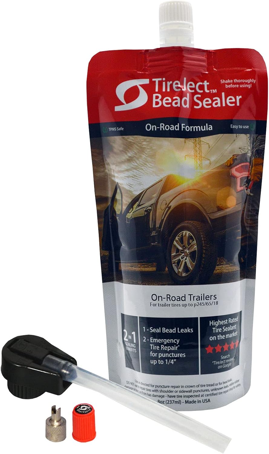 TireJect Automotive Compact Car 2-in-1 Tire Sealant & Bead Sealer Kit for tire Repair of leaks and punctures