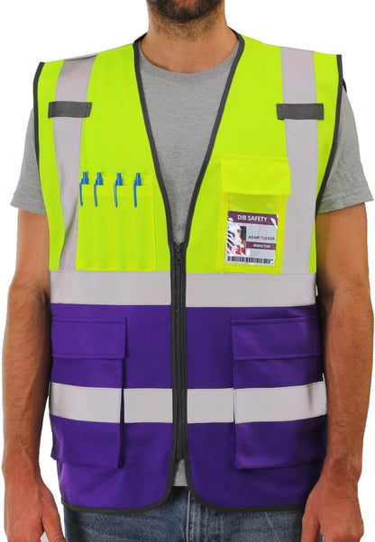 Dib Safety Reflective Safety Vest for Men Women, High Visibility Vest with Pockets and Zipper, ANSI Class 2